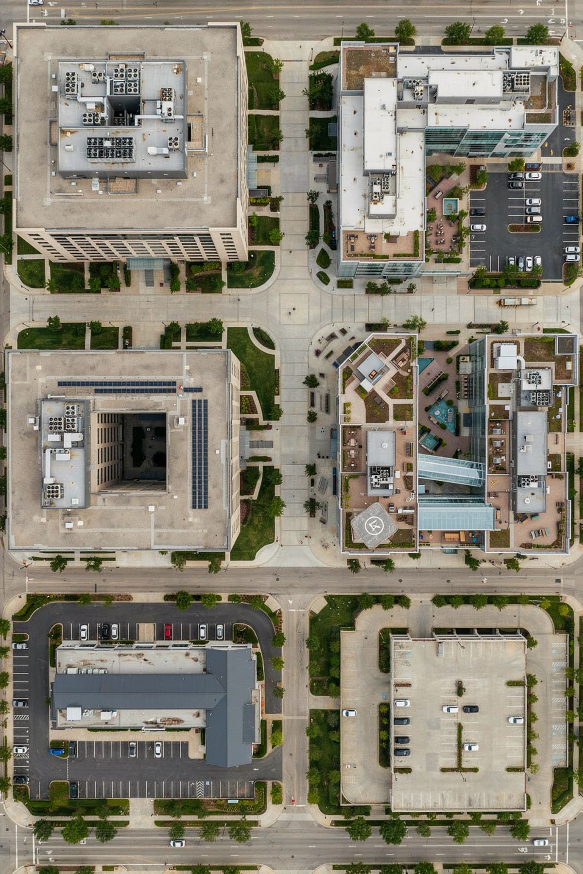 Aerial view of a commercial property portfolio